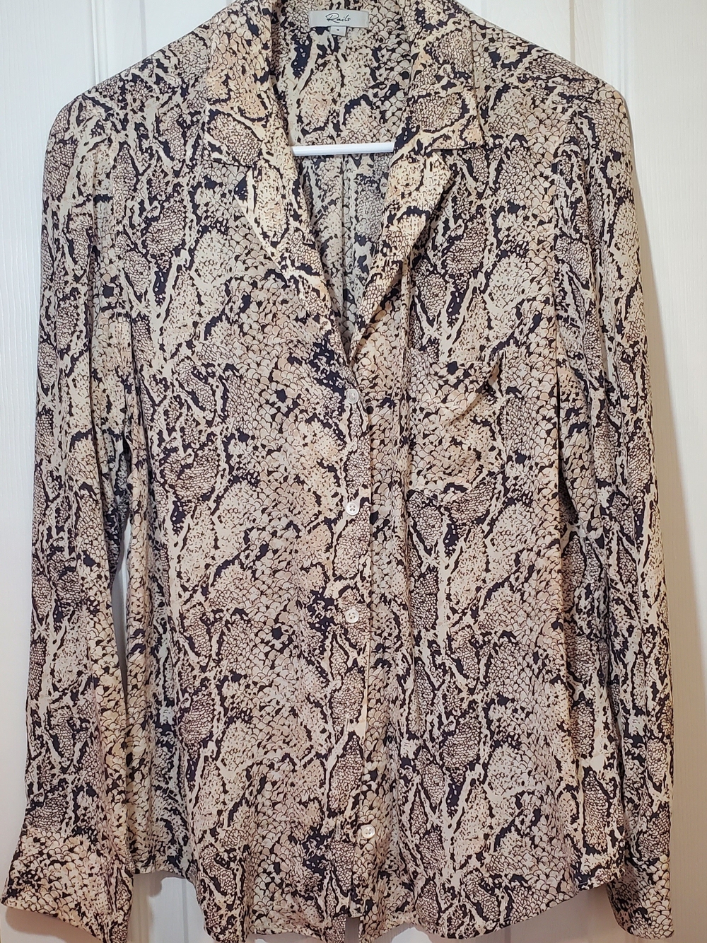 Rails Snake-Print Button-Down Shirt in Cream and Black